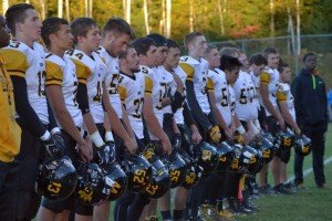 Gwinn Modeltowners Varsity Football 2015 vs Westwood Patriots during the National Anthem