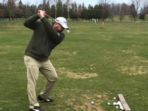 Even the DJ's have to take a swing or two...