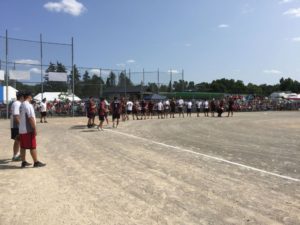 Both teams lining up for introductions.