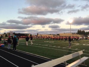 The band at midfield.