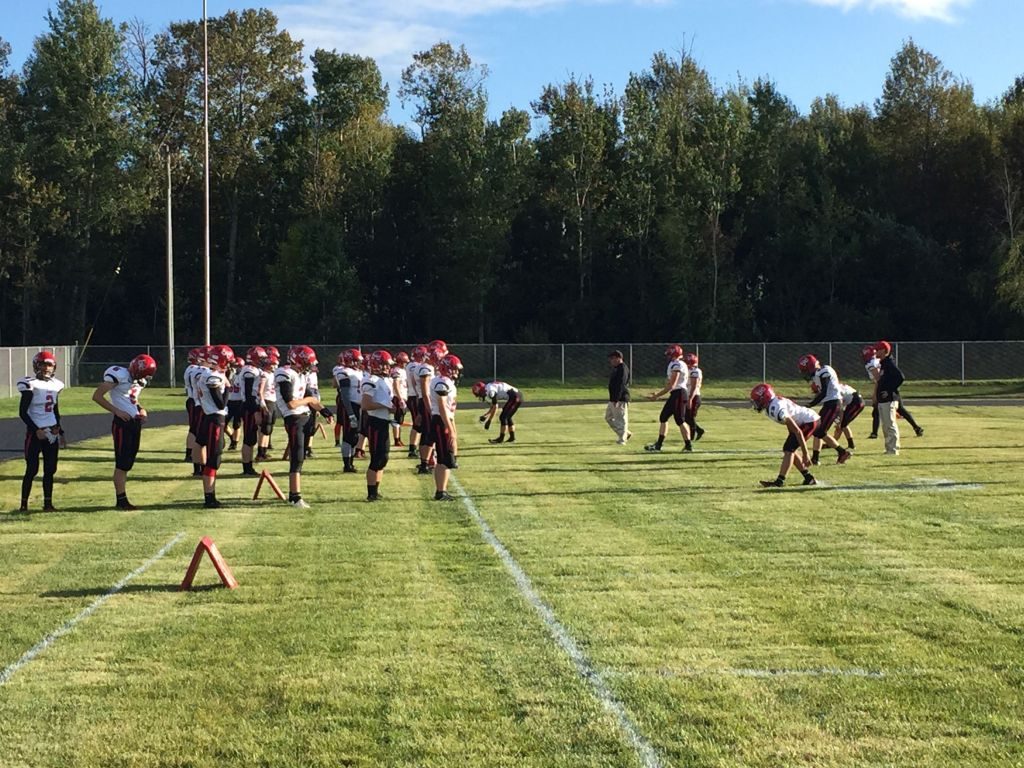 Redmen warming up.