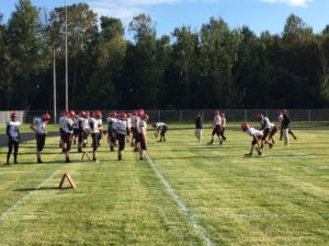 Redmen warming up.