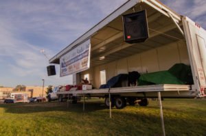 The set up for the tailgate party.