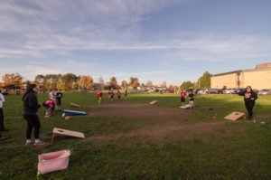 Cornhole on the practice field!