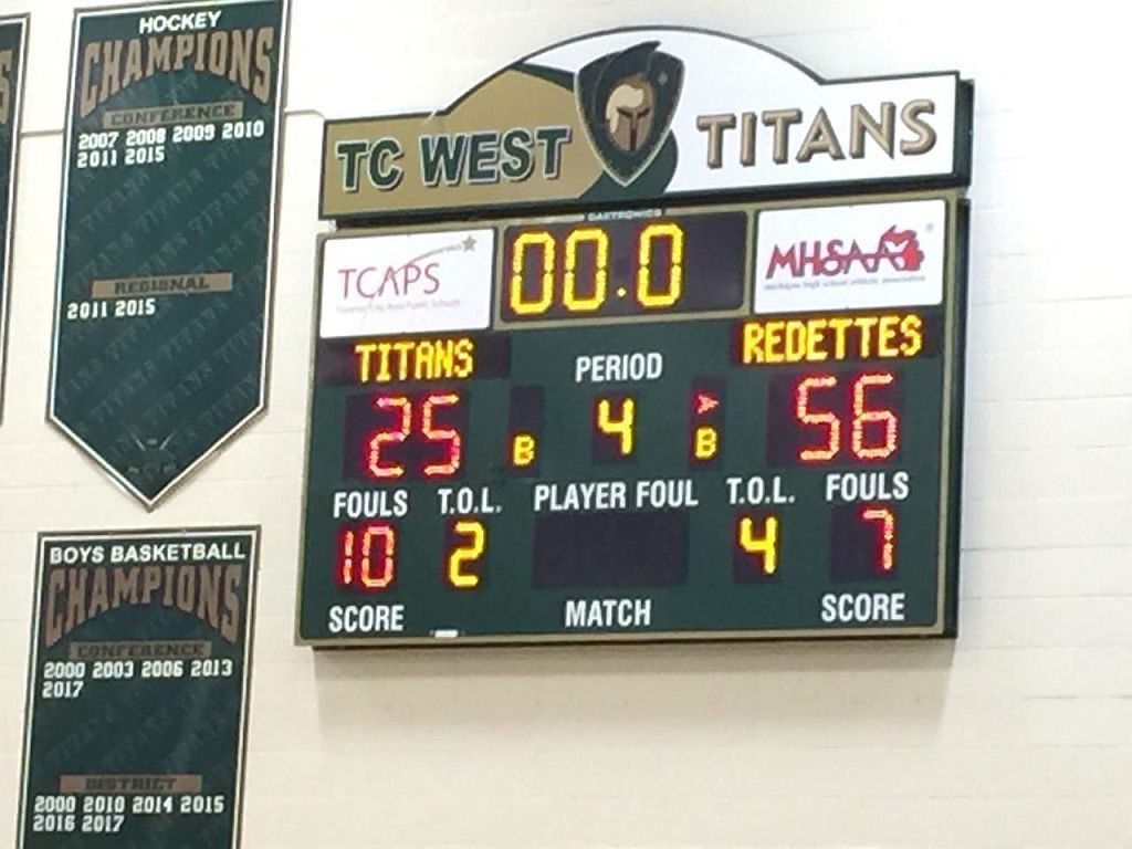 The scoreboard after the Marquette Redettes' emphatic victory