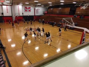 The Marquette Redettes warming up before the game