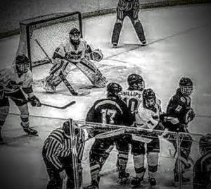 Tyler Bergwall is ready in his crease
