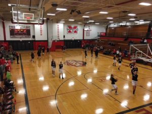 The Marquette girls are practicing their layups