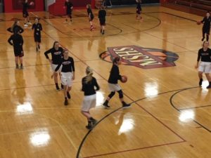 The Redettes practicing their mid-range shots