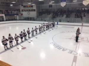 Bay Reps lined up for the national anthem