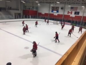 The Marquette Redmen warming up for their game against the Bay Reps