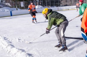 We split the rink in half to play two games at once!