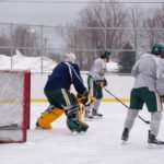 The boys had a great time playing outside on the ice.
