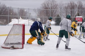 The boys had a great time playing outside on the ice.
