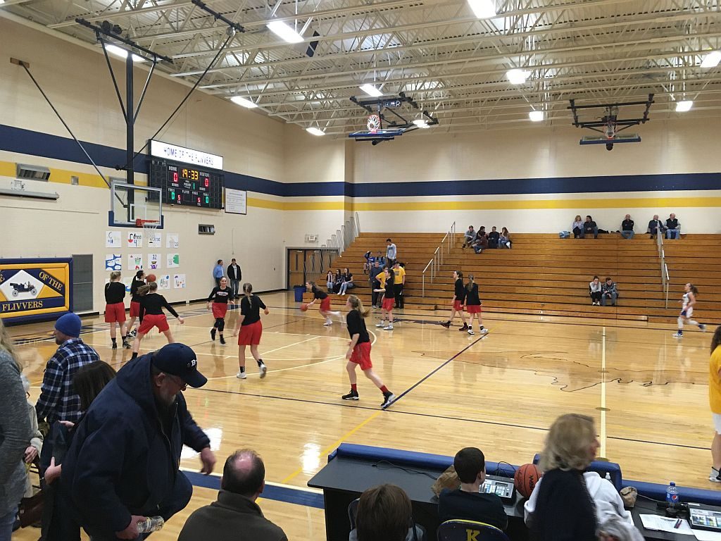 The Marquette Redettes practicing their layups