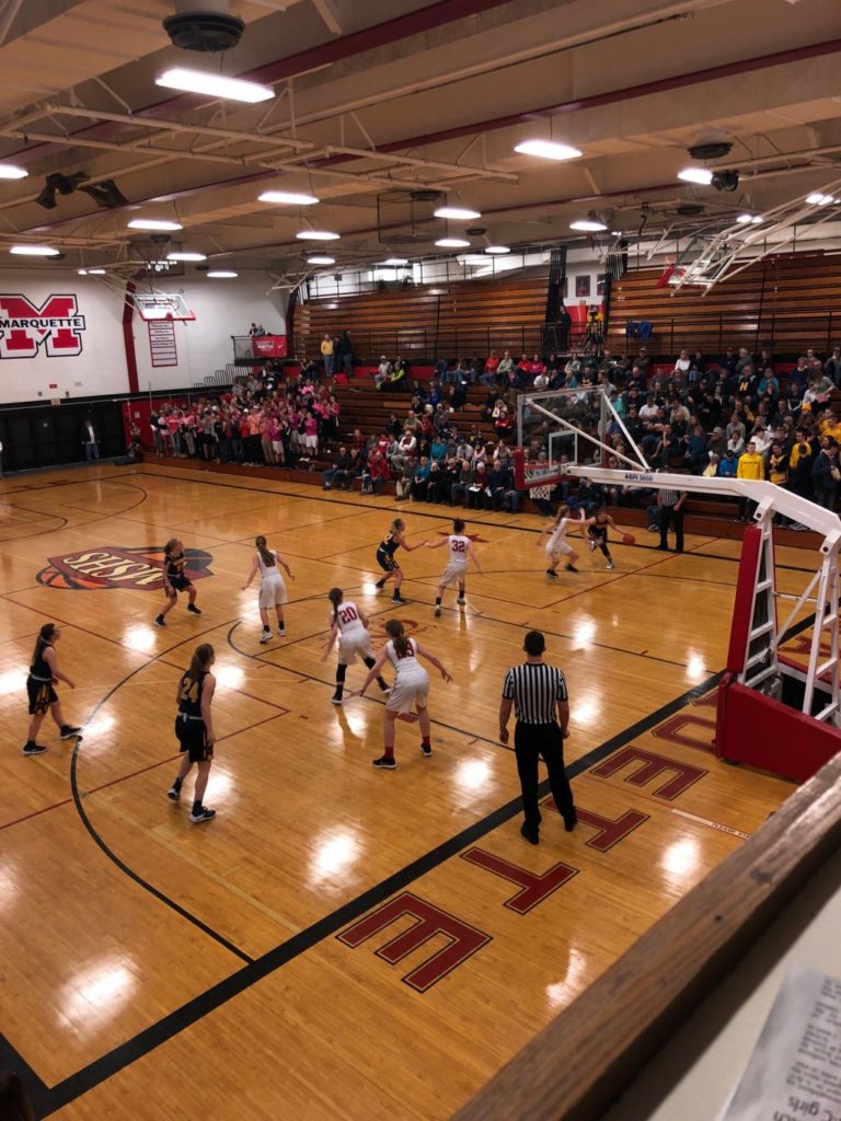 Marquette Redmen Girls Basketball VS Negaunee Miners on Fox Sports Marquette 105.1 and GTO 99.9