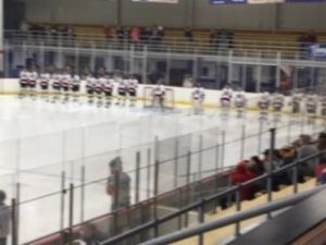 The Redmen lined up for the introductions