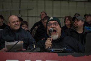 Walt Lindala having a bit of fun behind the mic at Pigs-N-Heat 2018.