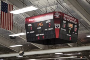 Only a minute and 45 seconds left in the first period.