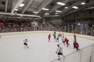 Stiglich takes a shot on goal.