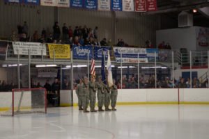 The NMU ROTC Color Guard presented the flag for tonight's national anthem.