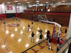 The Redettes warming up before the game