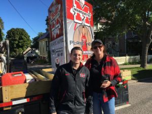 That's Luke with the parade organizer. That's Luke with the parade organizer.