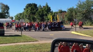 The parade gets underway.