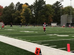 Kameron Karp warms up ahead of the Redmen bout against the Lakeland Union Thunderbirds.