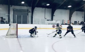A nice save by the Redmen goaltender, Tyler Bergwall.