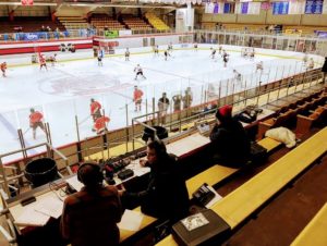 A birds eye view as the Marquette Redmen take on the Houghton Gremlins.