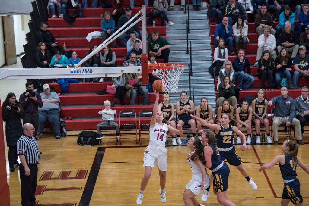Marquette Redette #14 putting one in the basket.