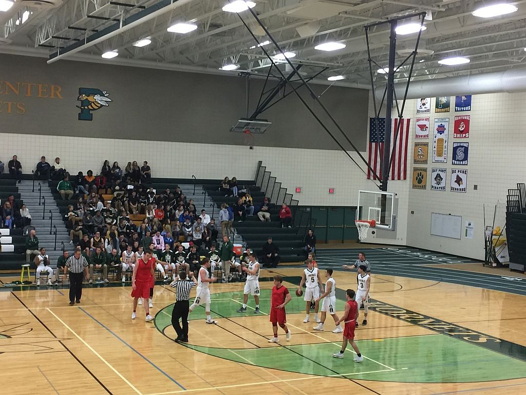 The The Redmen try to swat away the Hornets.Redmen vs the Green Bay Preble Hornets.