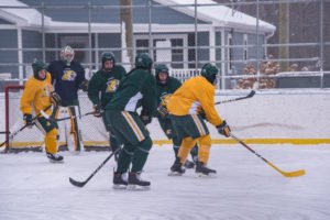 The teams were four-on-four.