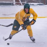 Breaking away with the puck.