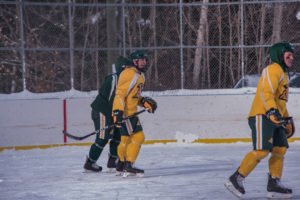 The NMU Hockey Team played for about an hour.