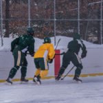 Some strong defense from the Green team, stealing the puck away.