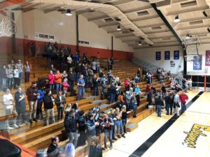 Escanaba fans cheer on the Eskymos.