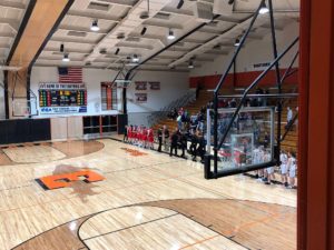 The National Anthem plays to start the game.