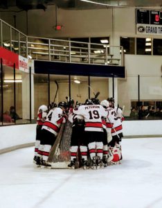 The Redmen celebrate one of many goals tonight.
