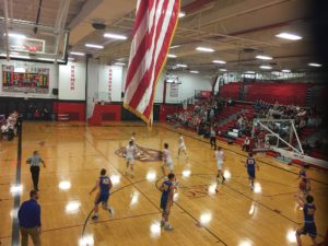 Some action down on the court.