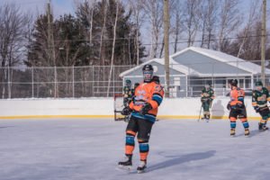 Celebrating after putting one in the net.