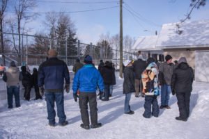 Spectators warmed up with free hot chocolate from the Township.