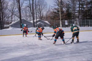 The face off at center ice to start the game.
