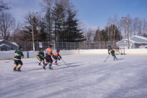 The puck is up for grabs after the initial face off.