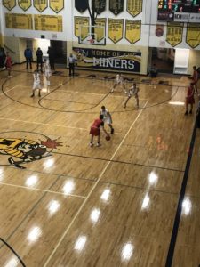 View from above the Marquette Redmen's basket during Thursday's game in Negaunee