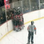 The Marquette Redmen celebrate after one of their goals