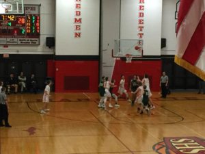 Action in the Redmen's end of the court