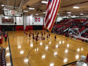 The Redettes cheerleaders get the crowd fired up.