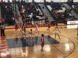 The Redettes try to catch up to the Westwood Patriots.